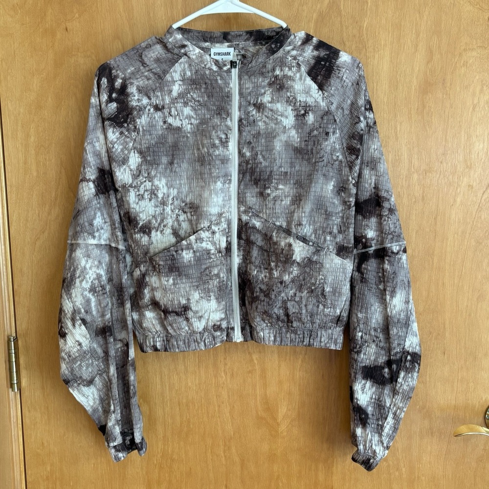 Gymshark Elevate woven jacket Womens Small cement‎ brown spray dye